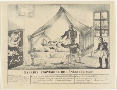 Ziekbed van generaal Chassé, 1830 Tillfällig sjukdom hos General Chassé (titel på objektet) av Anonymous