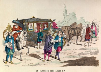 En vagn, kung Ludvig XIV:s regeringstid på 1600-talet - En vagn, kung Ludvig XIV:s regeringstid - privat samling av Anonymous Anonymous
