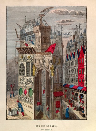 A street at Paris 15th Century - A street at Paris 15th Century - privat samling av Anonymous Anonymous
