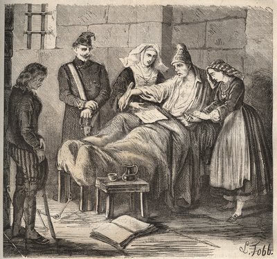 Ett bröllop på Rochefort bagne på 1800-talet. Gravyr i "Fångarnas historia från deras skapelse till idag" (1877) av Pierre Zaccone (1817-1895) (Colonia Penale - Straffkoloni). Privat samling. av Anonymous Anonymous