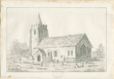 Acton Trussell Church: blyertsteckning, nd [?1800-talet] (teckning) av Anonymous Anonymous