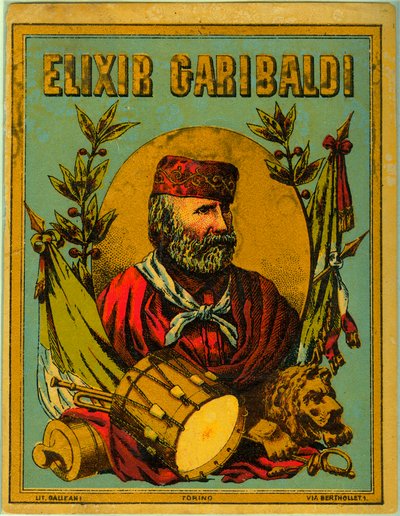 Annons för Elixir Garibaldi, med porträtt av den italienska patrioten av Anonymous Anonymous