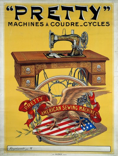 Reklamaffisch för amerikansk symaskin "Pretty", 1900-talet. Privat samling. av Anonymous Anonymous