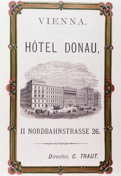 Reklamaffisch för Hotel Donau i Wien. Österrike 1874 Privat samling av Anonymous Anonymous