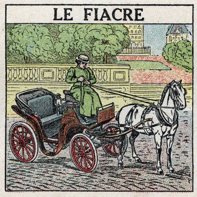 Djurdragkraft: fiakern. Anonym illustration från 1925. Privat samling. av Anonymous Anonymous