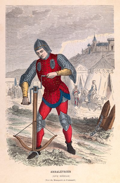 Arbaletrier på 1500-talet i Paris - gravyr - Crossbowman 1500-talet i Paris - privat samling av Anonymous Anonymous