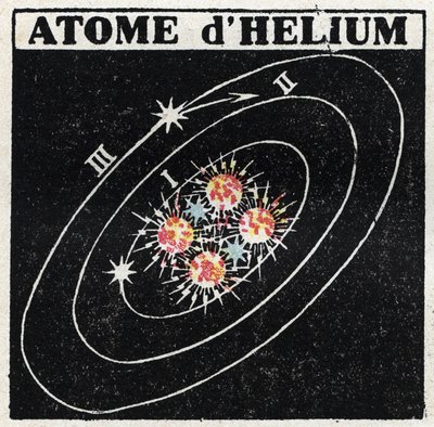 Atom och vetenskap: Helium Atom. Anonym illustration från 1925. Privat samling. av Anonymous Anonymous