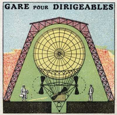 Ballonger: station för luftskepp. Anonym illustration av 1925. Privat samling. av Anonymous Anonymous
