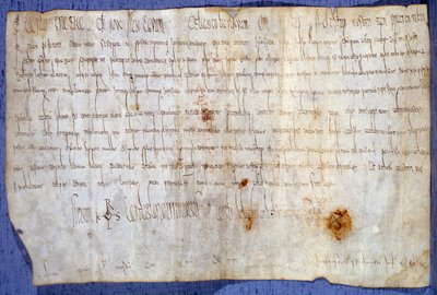 Charter för kung Karl den Store (Karl I, Karl den store eller Carolus Magnus) (742-814) som befriar klostret Saint Germain des Pres från skatt den 27/03/779. Paris, Riksarkivet av Anonymous Anonymous