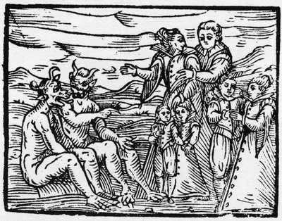 Barn som släpptes in på sabbaten för första gången - "" Compendium Maleficarum"", handlar om häxor, deras ondska och deras sortileges av Francesco Maria Guazzo eller Guaccio eller Guaccius (15?? -16??) 1608 privatsamling av Anonymous Anonymous
