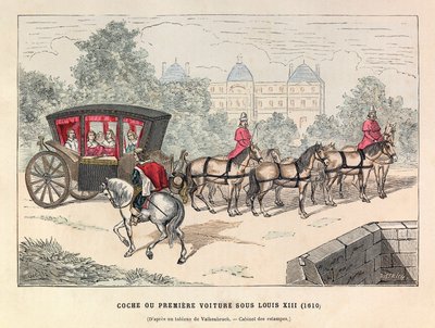 Coche eller första vagn under kung Ludvig XIII (1601 - 1643) - Buss, Ludvig XIII av Frankrikes regeringstid - privat samling av Anonymous Anonymous