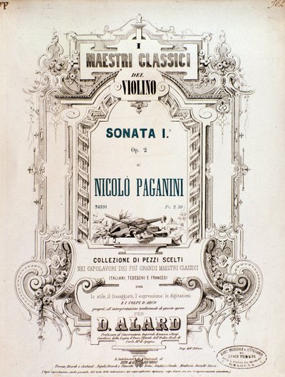 Omslag till partitur av Sonata 1, op 2 av N Paganini av Anonymous Anonymous