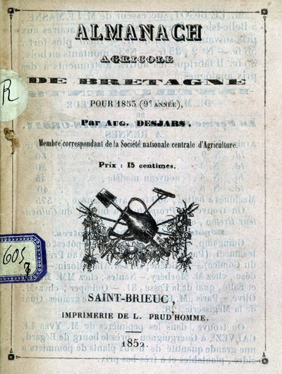 Omslag till almanackan Agricole de Bretagne av Anonymous Anonymous