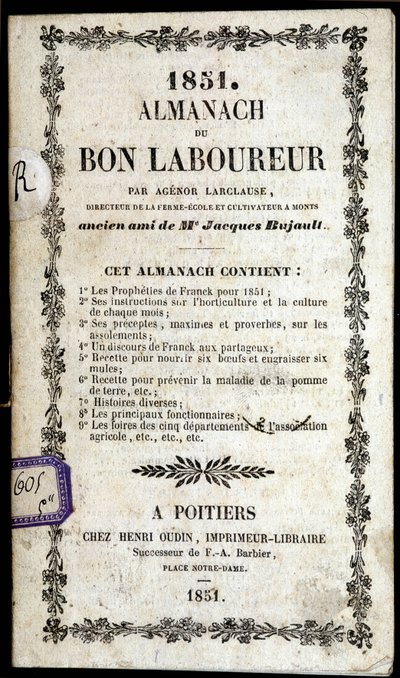 Omslag till Almanach du Bon Ploureur, av Agenor Larclause, Poitiers av Anonymous Anonymous