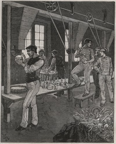 Kristallgravörsverkstad i Frankrike på 1800-talet. Gravyr från 1885 i "" Les arts et metiers illustres"" av Adolphe BITARD. av Anonymous Anonymous