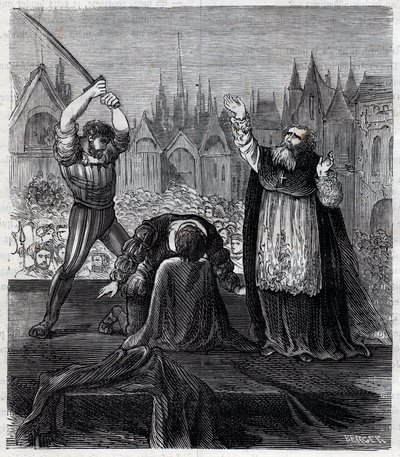Halshuggning av greve Egmont och Hoorn (1568) i Bryssel under spanskt tyranni i Nederländerna - Fyra tjugoåriga kriget (1568-1648): dekolleringen av Lamoral, greve av Egmont, prins av Gavre (1522-1568), holländsk politiker. Han dömdes i fram av Anonymous Anonymous