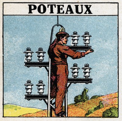 Elrör: elstolpar. Anonym illustration av 1925. Privat samling. av Anonymous Anonymous