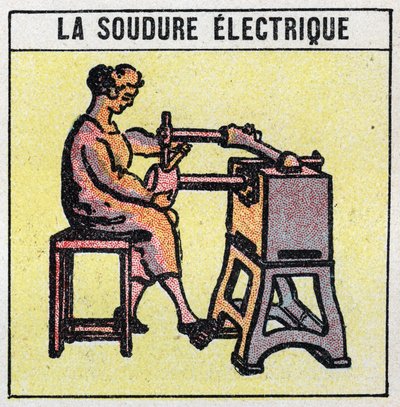 Elverktyg: elektrisk svetsning. Anonym illustration av 1925. Privat samling. av Anonymous Anonymous