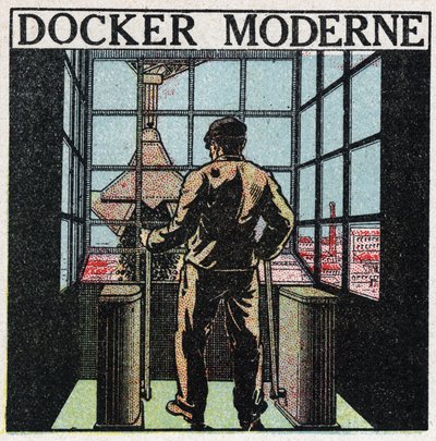 Elverktyg: modern hamnarbetare (1920-talet). Anonym illustration från 1925. Privat samling. av Anonymous Anonymous