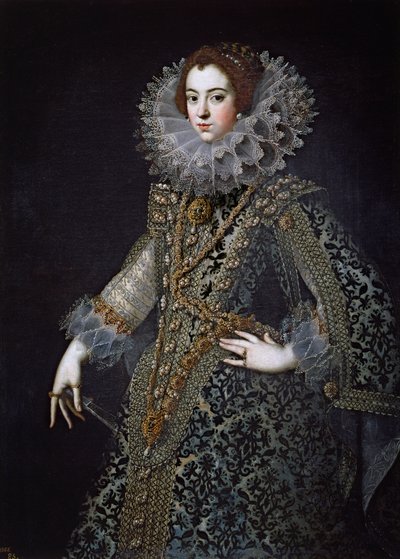 Elisabeth de France, även kallad Elisabeth de Bourbon - Porträtt av Elisabeth av Frankrike (1602-1644), Spaniens drottninggemål av Anonym, ca. 1620 - Olja på duk av Anonymous Anonymous