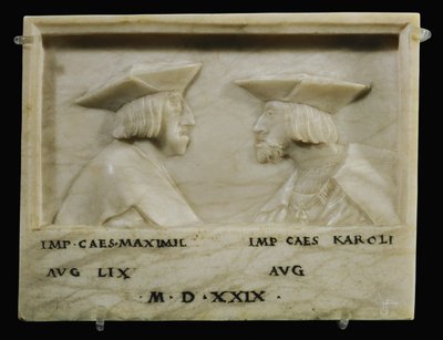 Kejsar Maximilian I och hans sonson kejsar Karl V ... (alabaster) av Anonymous Anonymous