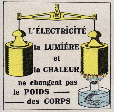 Eter (material): El, ljus och värme förändrar inte kroppsvikten. Anonym illustration från 1925. Privat samling. av Anonymous Anonymous