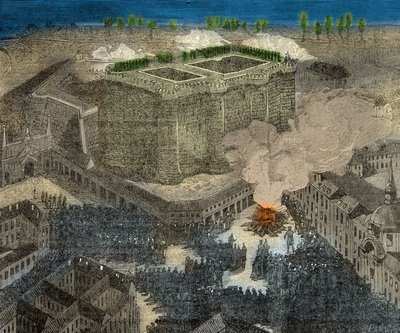 Fete de la Saint Jean Place de la Bastille på 1700-talet, Gravyr, Privat samling av Anonymous Anonymous