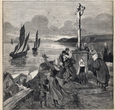 Fiske på Island: fiskarna lämnar Bretagne. Gravyr i "" Le Petit Parisien"" den 12/03/1893. av Anonymous Anonymous
