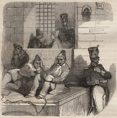 Tvingades vila i Rochefort-fängelset på 1800-talet. Gravyr i "Historia om fängelserna från deras tillkomst till våra dagar" (1877) av Pierre Zaccone (1817-1895) (Colonia Penale - Straffkoloni) av Anonymous Anonymous