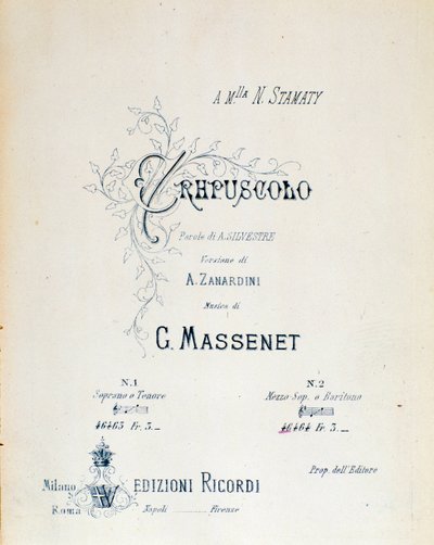 Frontispice of Crepuscule, pastoral dikt nr 5 av Jules Massenet av Anonymous Anonymous