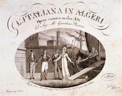 Frontispice av Den italienska flickan i Alger, opera av Gioaccino Rossini av Anonymous Anonymous