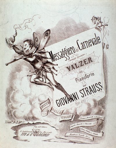Frontispice av partitur av Carnevals-Botschafter (op. 270) av Johann Strauss av Anonymous Anonymous