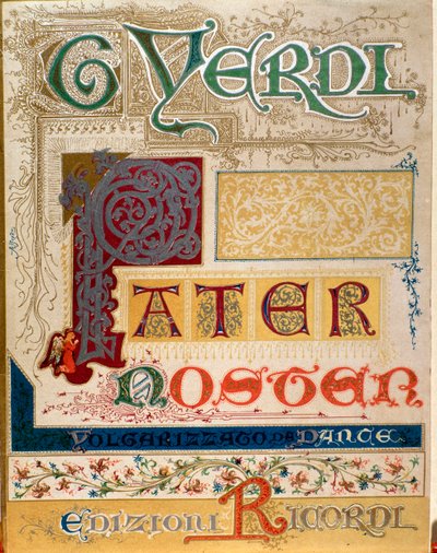 Frontispice av musikaliska partitur av Pater noster av Giuseppe Verdi av Anonymous Anonymous