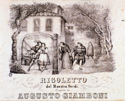 Frontispice av musikaliska partitur av Rigoletto-operan av Giuseppe Verdi av Anonymous Anonymous
