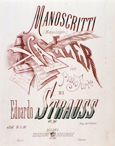 Frontispice av partitur av valser för piano av Eduard Strauss av Anonymous Anonymous