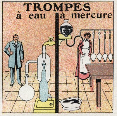 Gastryck: vattenrör och kvicksilverrör. Anonym illustration från 1925. Privat samling. av Anonymous Anonymous