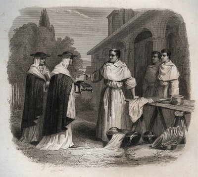 Giovanni da Fidanza känd som Bonaventure (omkring 1217-1274) (San Bonaventura) fick kardinalens hatt. Gravyr från 1846 i "" Lives of the saints"". Privat samling. av Anonymous Anonymous