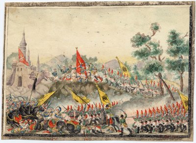 Guerre russo-turque de 1828-1829 - Rysk armé erövrade fästningen Izmail (Ismail) 1790 - Anonym - 1829 - Akvarell på papper - 19x26 - Privat samling av Anonymous Anonymous