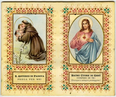 Helig bild: Sankt Antonius av Padua och Jesus med heligt hjärta (tryck) av Anonymous Anonymous
