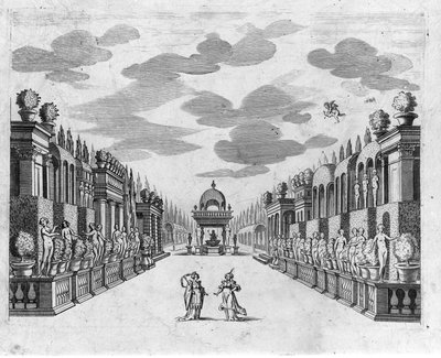 Illustration för scen 4 i akt II av operan i 5 akter "" Bellerofonte"" av Francesco Sacrati. Dekor av Jacopo Torelli av Anonymous Anonymous