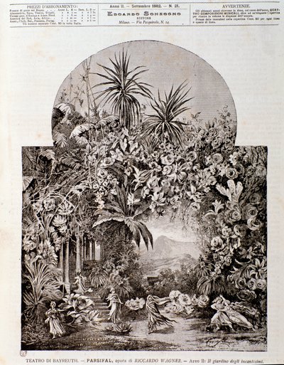 Illustration till operan Parsifal av Wagner, representerad 1882 på teatern i Bayreuth av Anonymous Anonymous