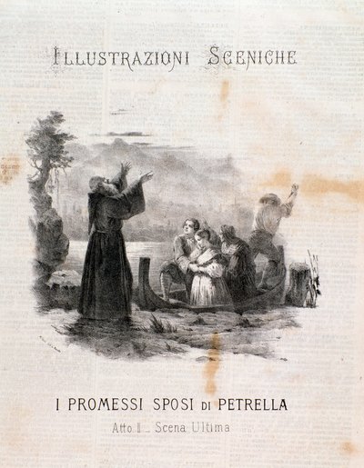 Illustration av de trolovade efter Manzoni av Errico Petrella av Anonymous Anonymous