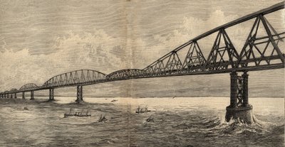 Internationellt broprojekt över kanalen mellan Calais och Folkestone - 1890 - gravyr 1890 av Anonymous Anonymous