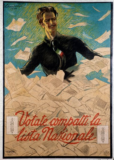 Italiensk propagandaaffisch som uppmanar det italienska folket att välja den nationella listan över Benito Mussolini av Anonymous Anonymous