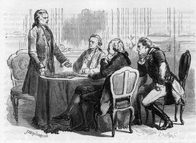 Jacques Mallet du Pan 1749-1800 - schweizisk journalist och politisk propagandist vid Frankfurtkonferensen - 1792 lämnade han Paris för Tyskland, anklagad av Ludvig XVI för ett uppdrag till sina bröder och de suveräna som samlade sig mot Frankrike - Gravyr av Anonymous Anonymous