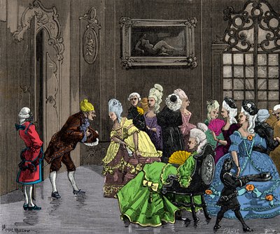 Joseph (Giuseppe) Balsamo (1743-1795), dit Alessandro Comte de Cagliostro mottogs av adeln i Versailles omkring 1750, Gravyr, Privatsamling av Anonymous Anonymous