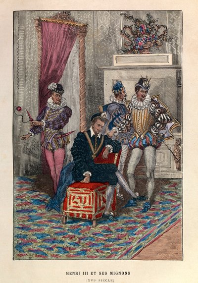 Kung Henrik III (1551 - 1589) och hans Mignon - kung Henrik III av Frankrike och hans favoriter 1500-talet - privat samling av Anonymous Anonymous