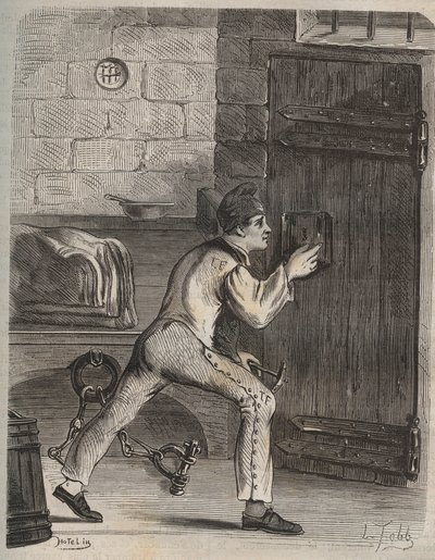 Le convict Blouet - Gravyr i "Fångarnas historia från deras skapelse till våra dagar" (1877) av Pierre Zaccone (1817-1895) (Colonia Penale - Straffkoloni) Privat samling av Anonymous Anonymous