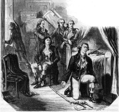 Girondinerna natten till den 31 maj 1793 (Girondinernas fall) - Gravyr i "Histoire des Girondins" av Alphonse de Lamartine (1790-1869) 1865-1866 - Privat samling av Anonymous Anonymous