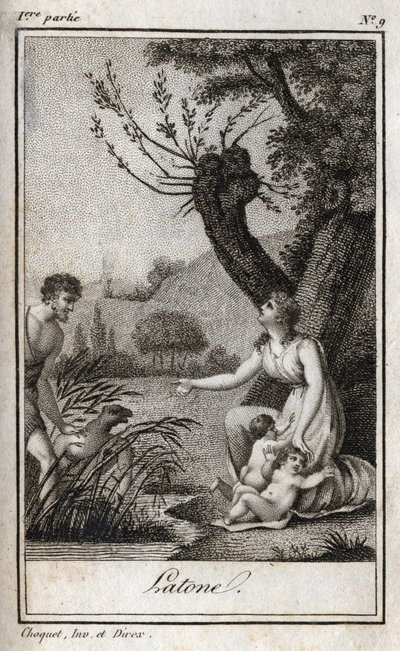 Leto, Letone, Latona, gravyr från 1819 i "Brev till Emilie om mytologi" av Charles Albert Demoustier (1760-1801). Privat samling. av Anonymous Anonymous